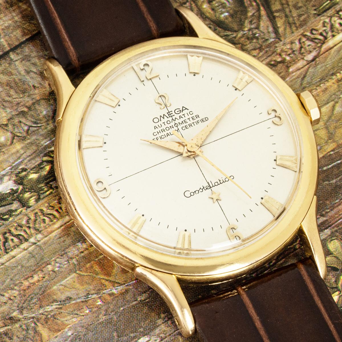 Omega Vintage Constellation Automatic 18k Yellow Gold 35mm For Sale 5