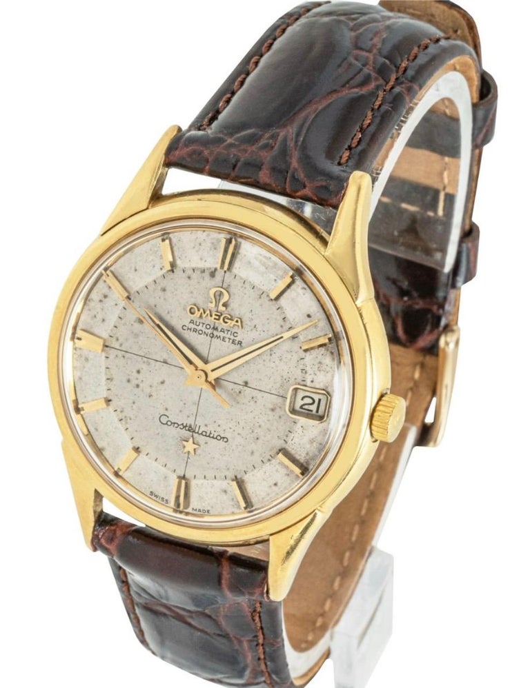 Omega Vintage Constellation Pie Pan Dial Yellow Gold For Sale at 1stDibs
