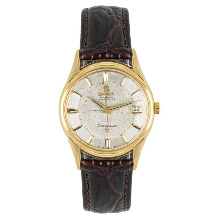 Omega Vintage Constellation Pie Pan Dial Yellow Gold For Sale at 1stDibs