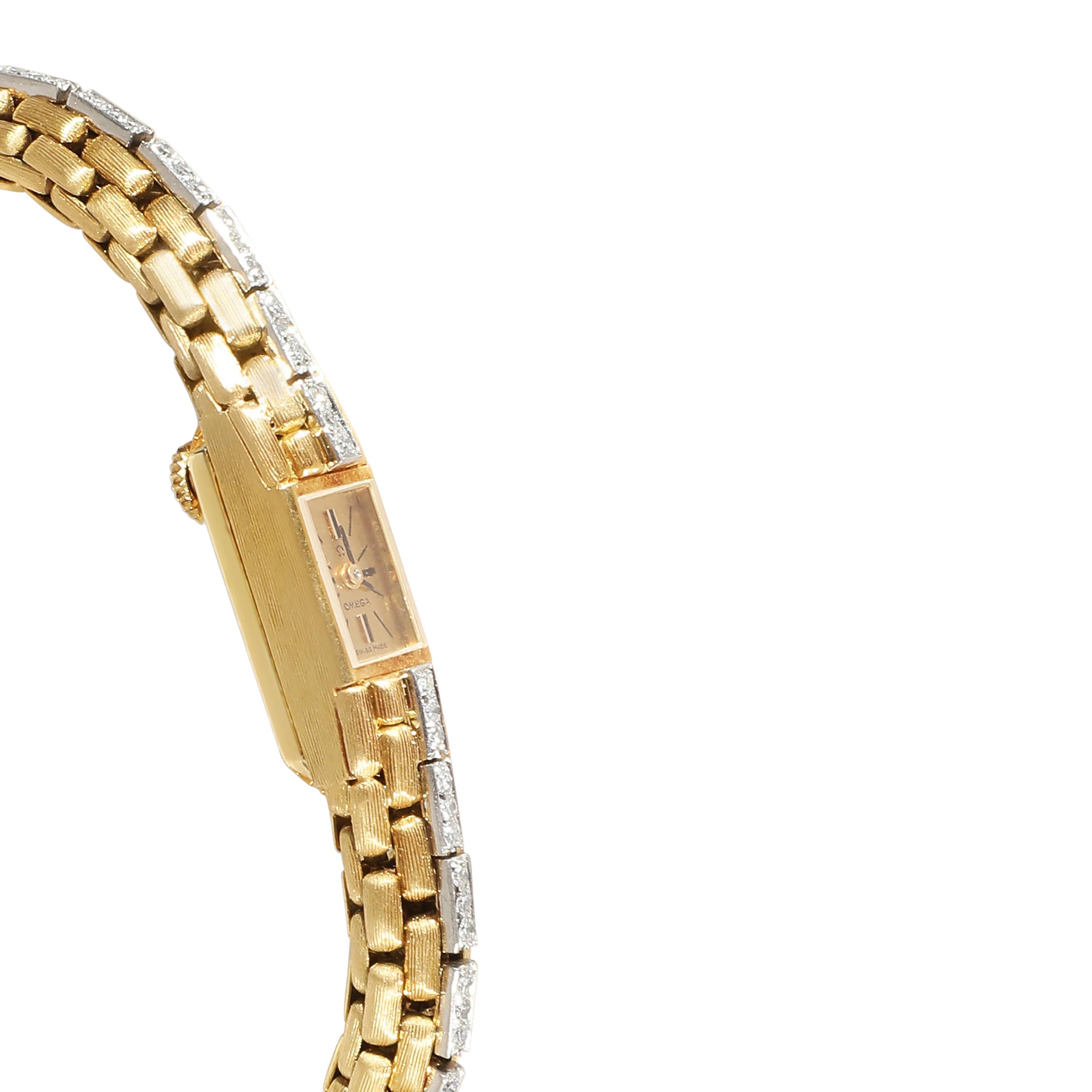 Omega Vintage Damenarmbanduhr aus 18 Karat Gelbgold im Zustand „Hervorragend“ in New York, NY