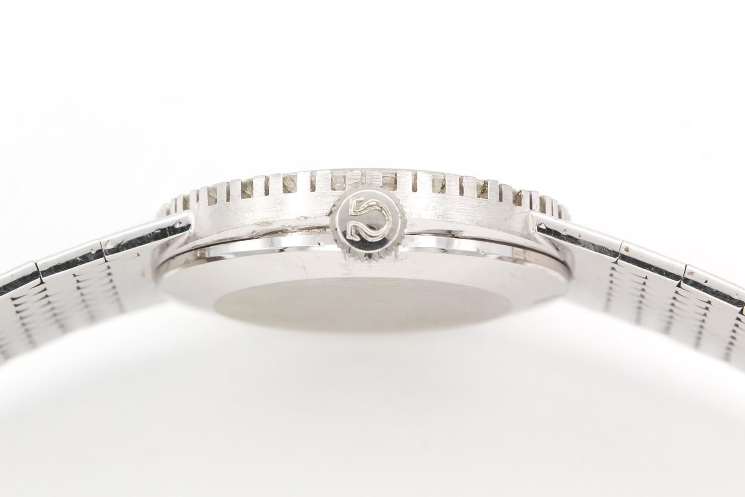 Women's or Men's OMEGA Vintage Lady's Dress Watch 27mm 18kt White Gold with Diamonds