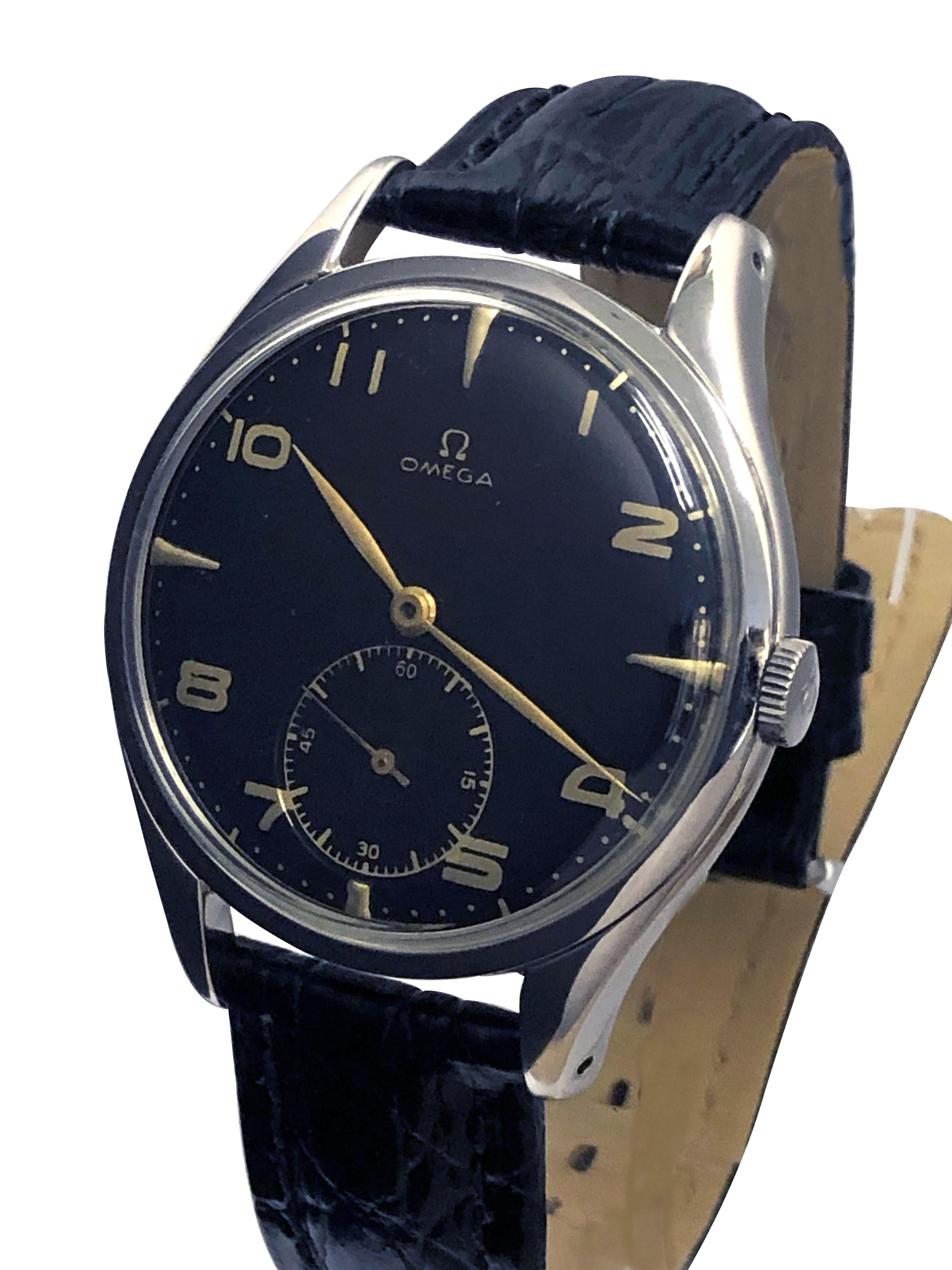 Women's or Men's Omega Vintage Large Steel mechanical Wind Wrist Watch