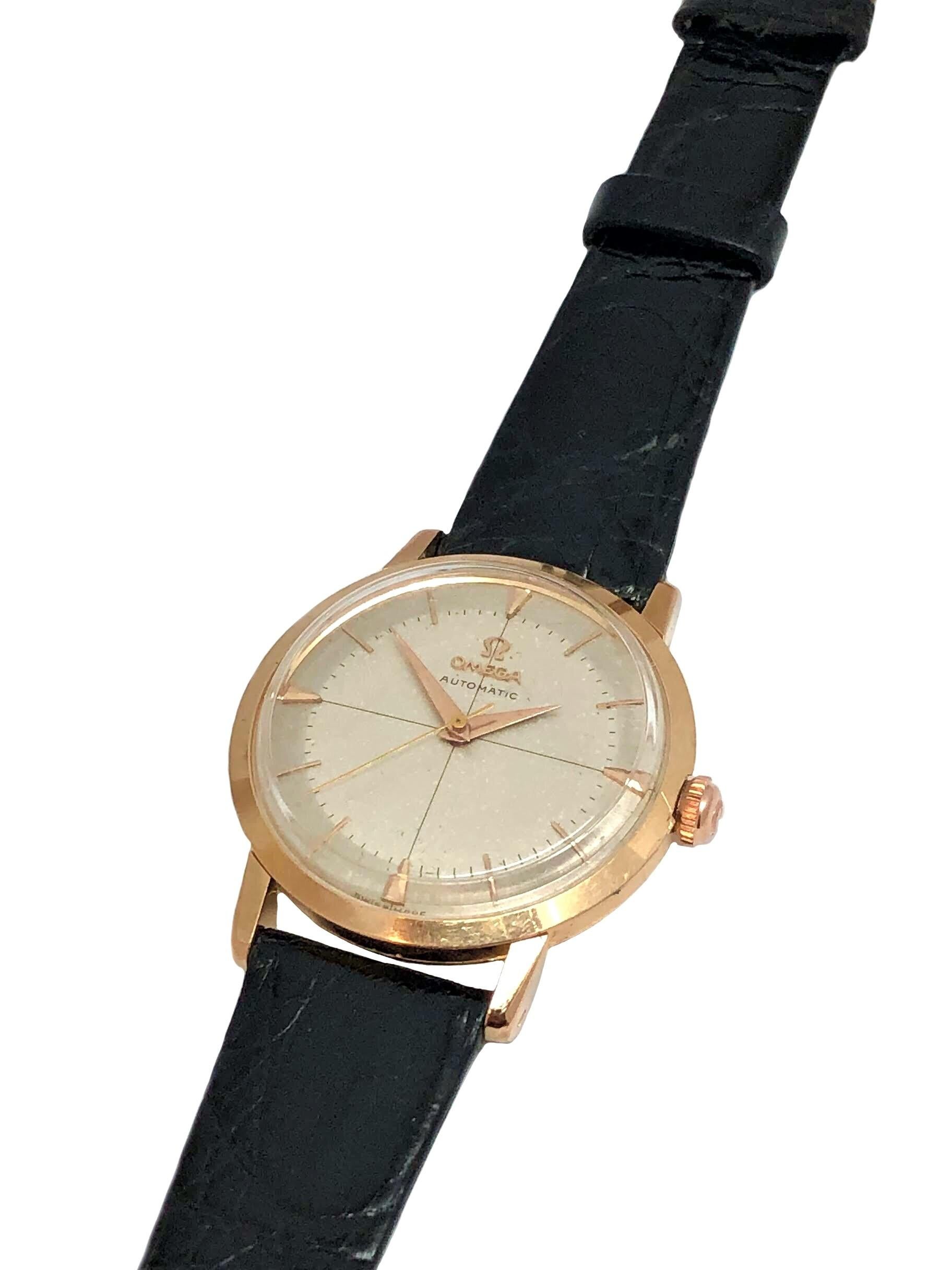 Omega Vintage Roségold Automatik Herrenarmbanduhr für Damen oder Herren