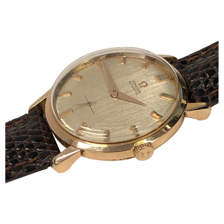 Omega Vintage Rose Gold Automatic Movement with Linen Dial Wrist Watch For  Sale at 1stDibs | omega linen dial, omega automatic linen dial
