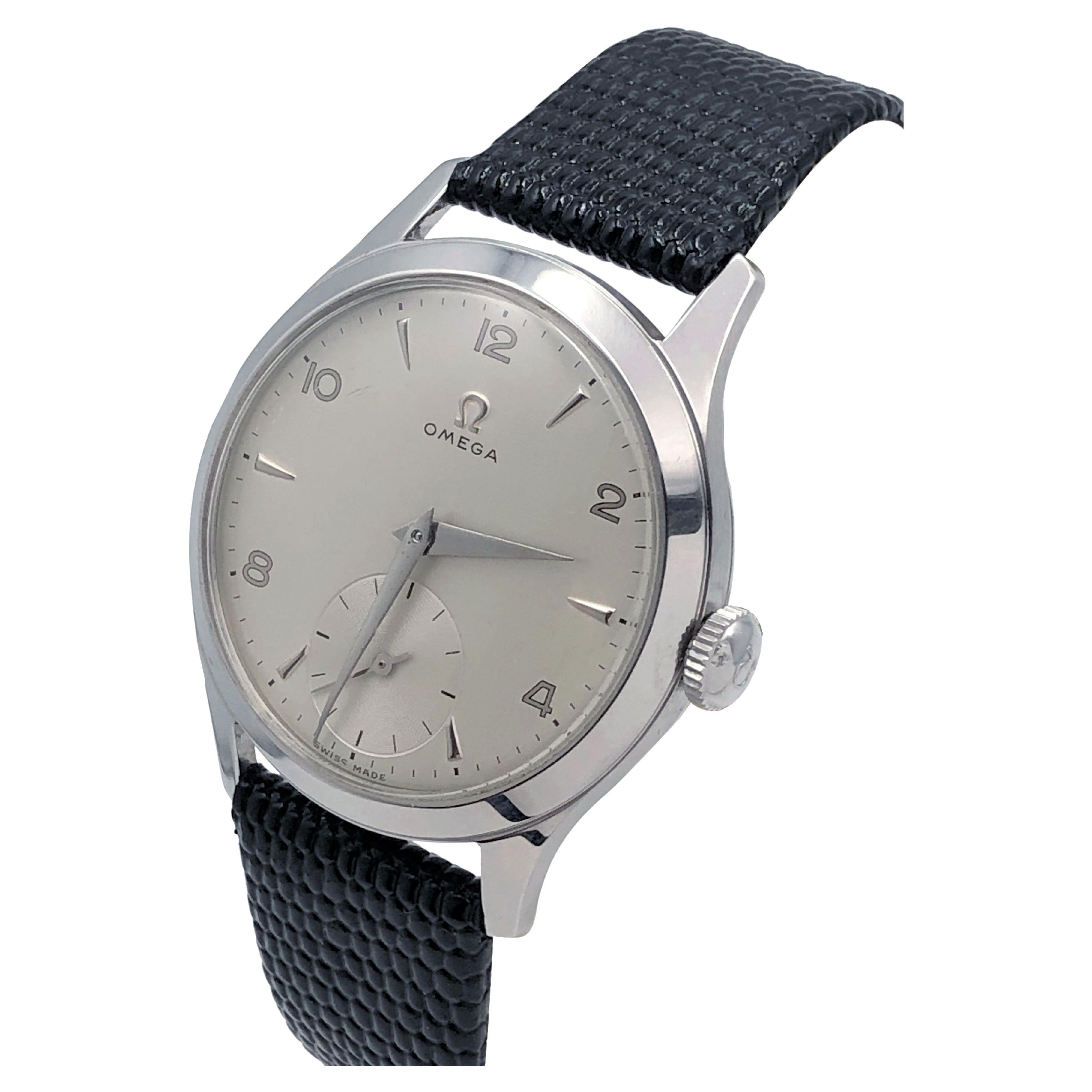Omega Vintage Stainless Steel Manual Wind Wrist Watch For Sale