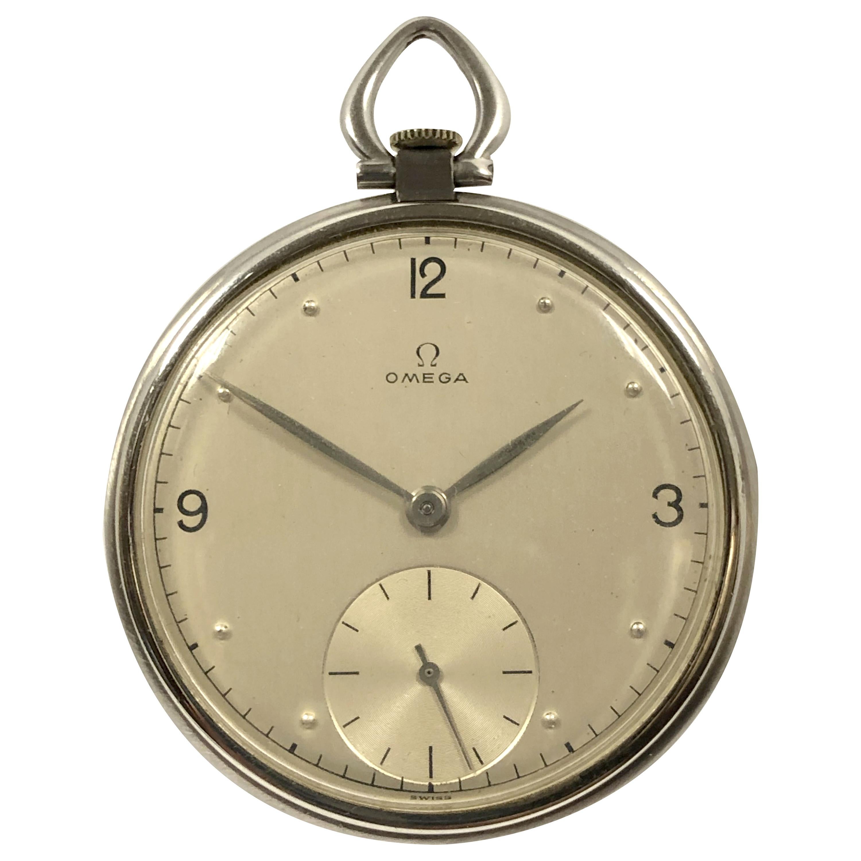 Omega Vintage Steel Cased Pocket Watch