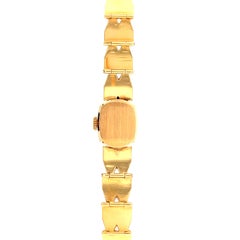 Omega Vintage Tank Women Watch off White Dial Yellow Gold 18Karat