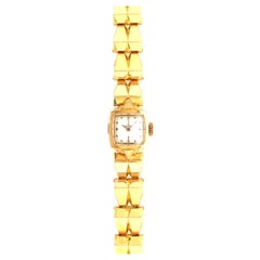 Omega Vintage Tank Women Watch off White Dial Yellow Gold 18Karat