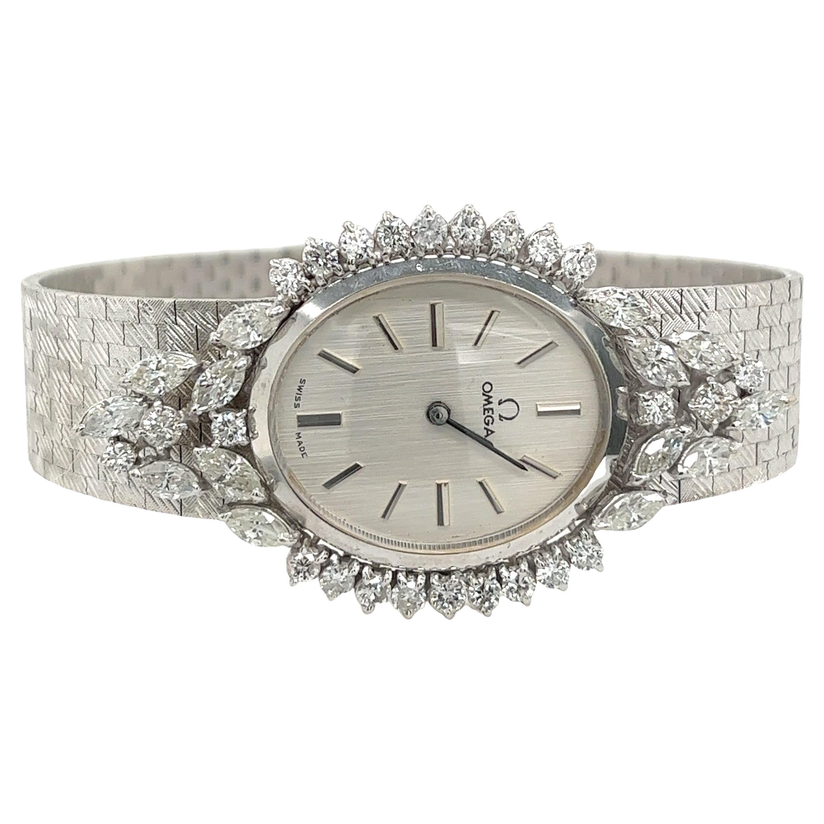 OMEGA Vintage Watch Diamond & 18ct White Gold,  1970's