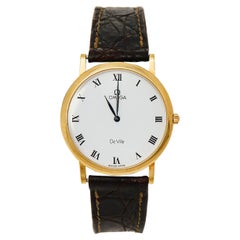 Omega Vintage White 18K Yellow Gold De Ville Men's Wristwatch 32 mm