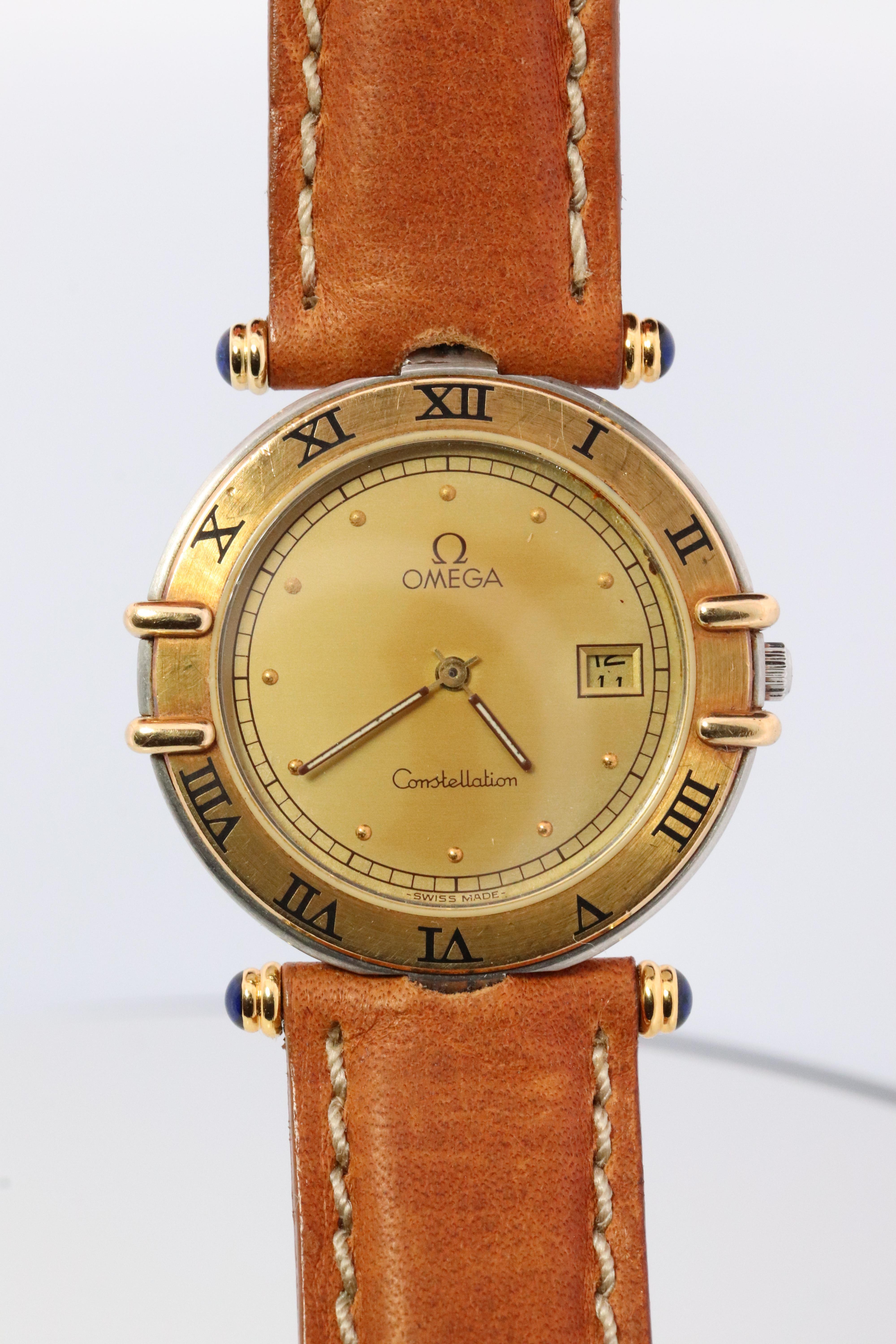 Omega Uhr. Authentischer Omega-Quarz-Konstellation 1379, datierter Quarz (Moderne)