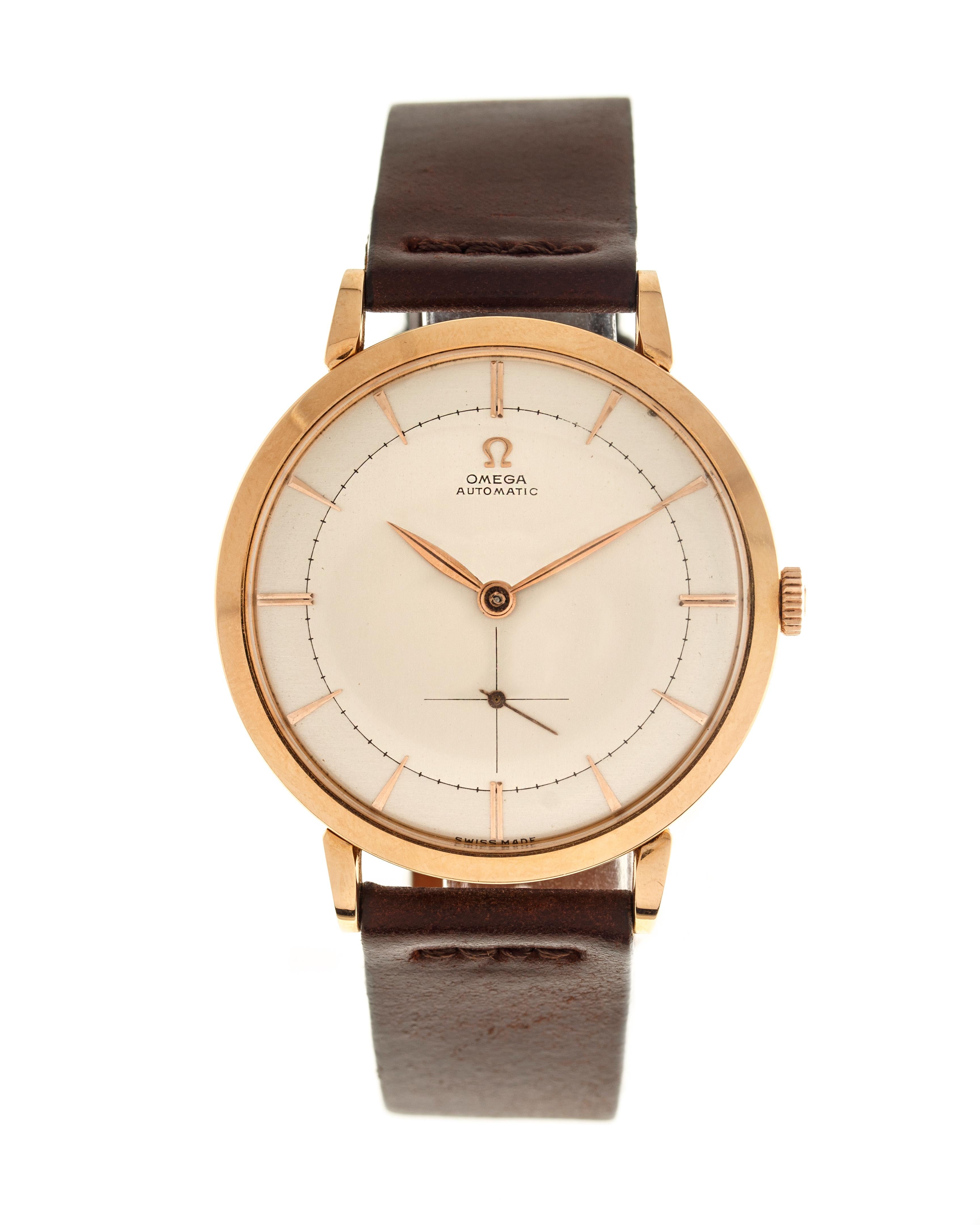 Men's Omega Watch Automatic Oversize Ref. 2660 in 18 Carat Rose Gold For Sale
