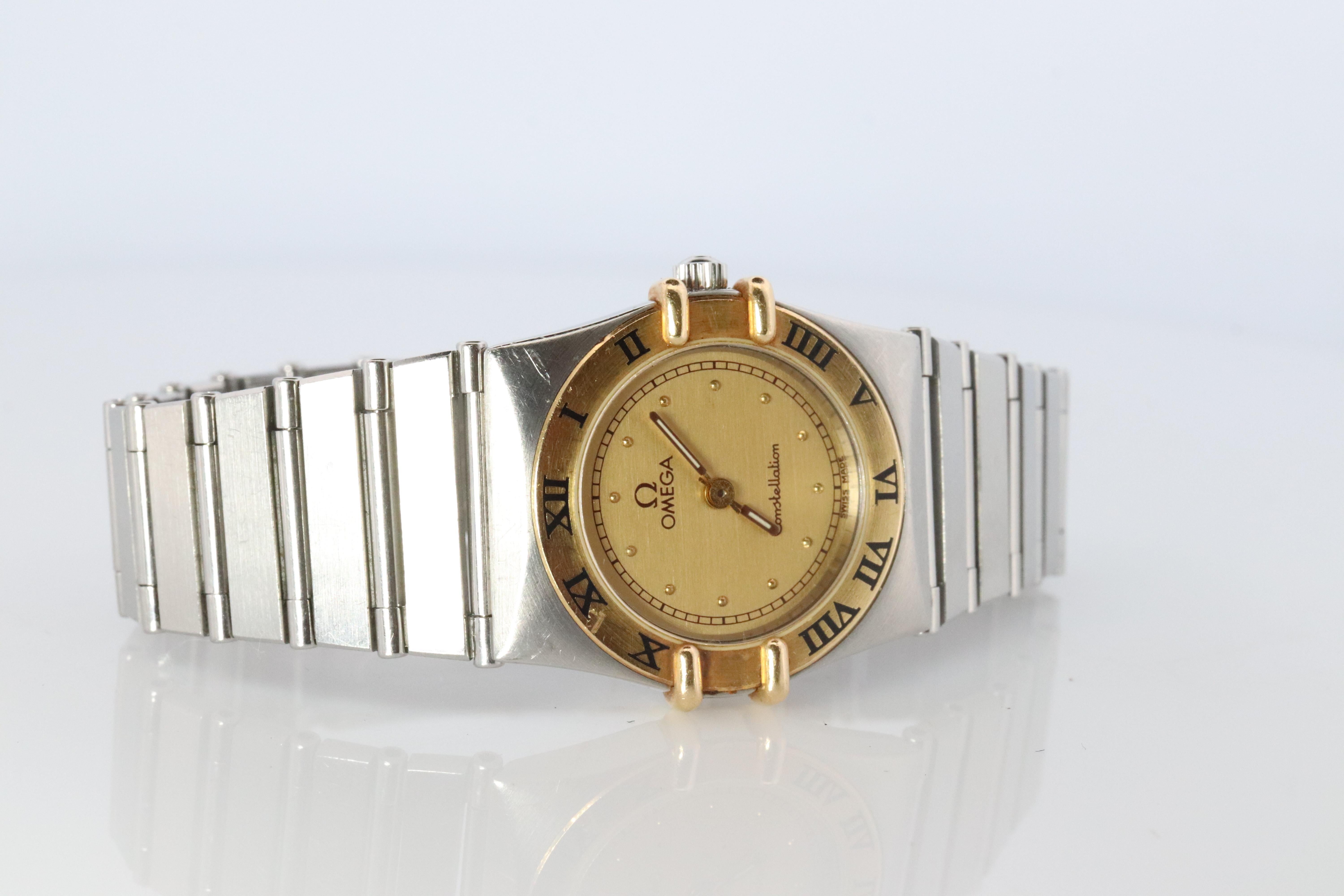 Omega Watch. Ladies Omega  Constellation 18k YG and SS. In Good Condition For Sale In Port Charlotte, FL