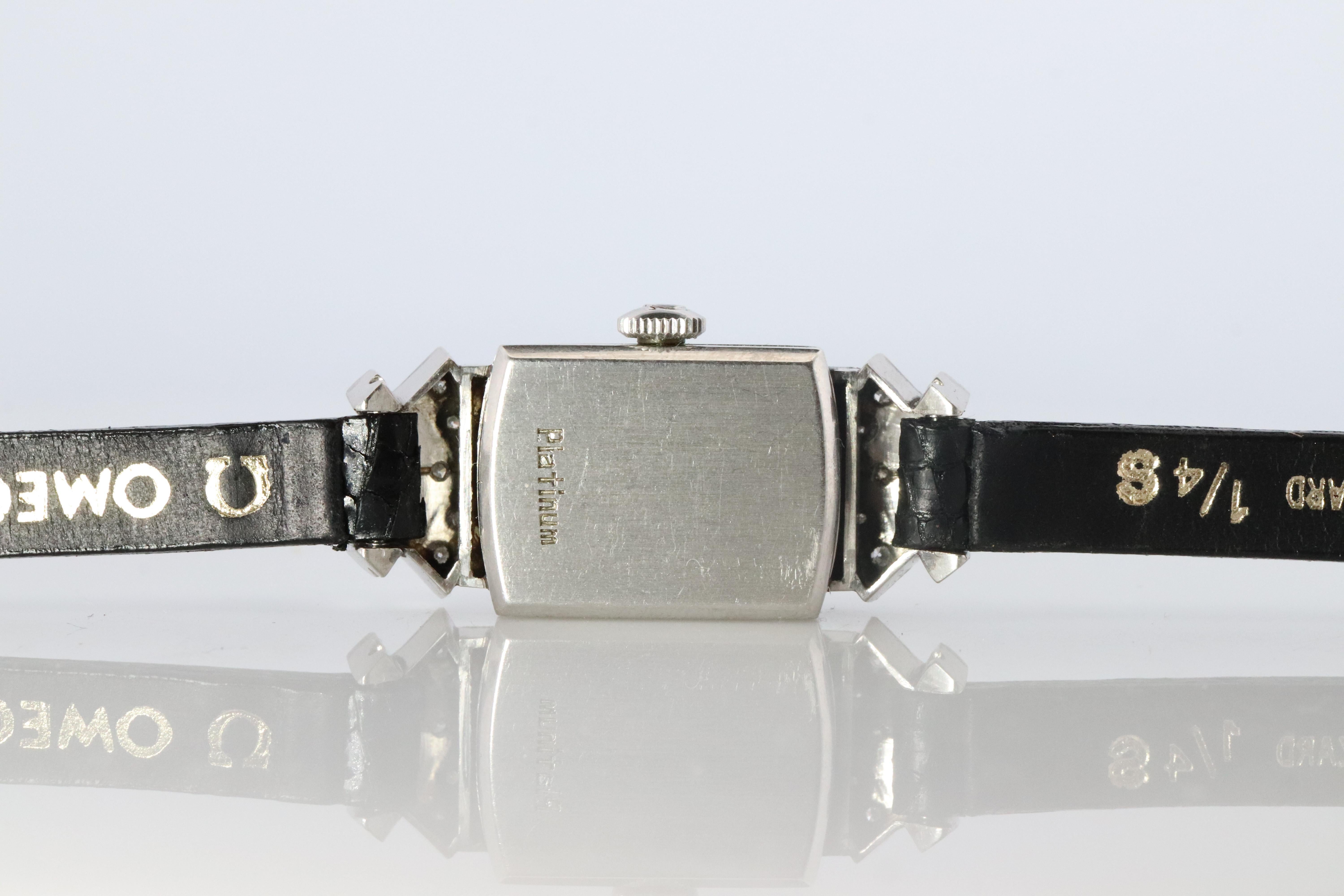 Reloj Omega. Reloj de pulsera Omega Vintage para señora en platino y diamantes en venta 1