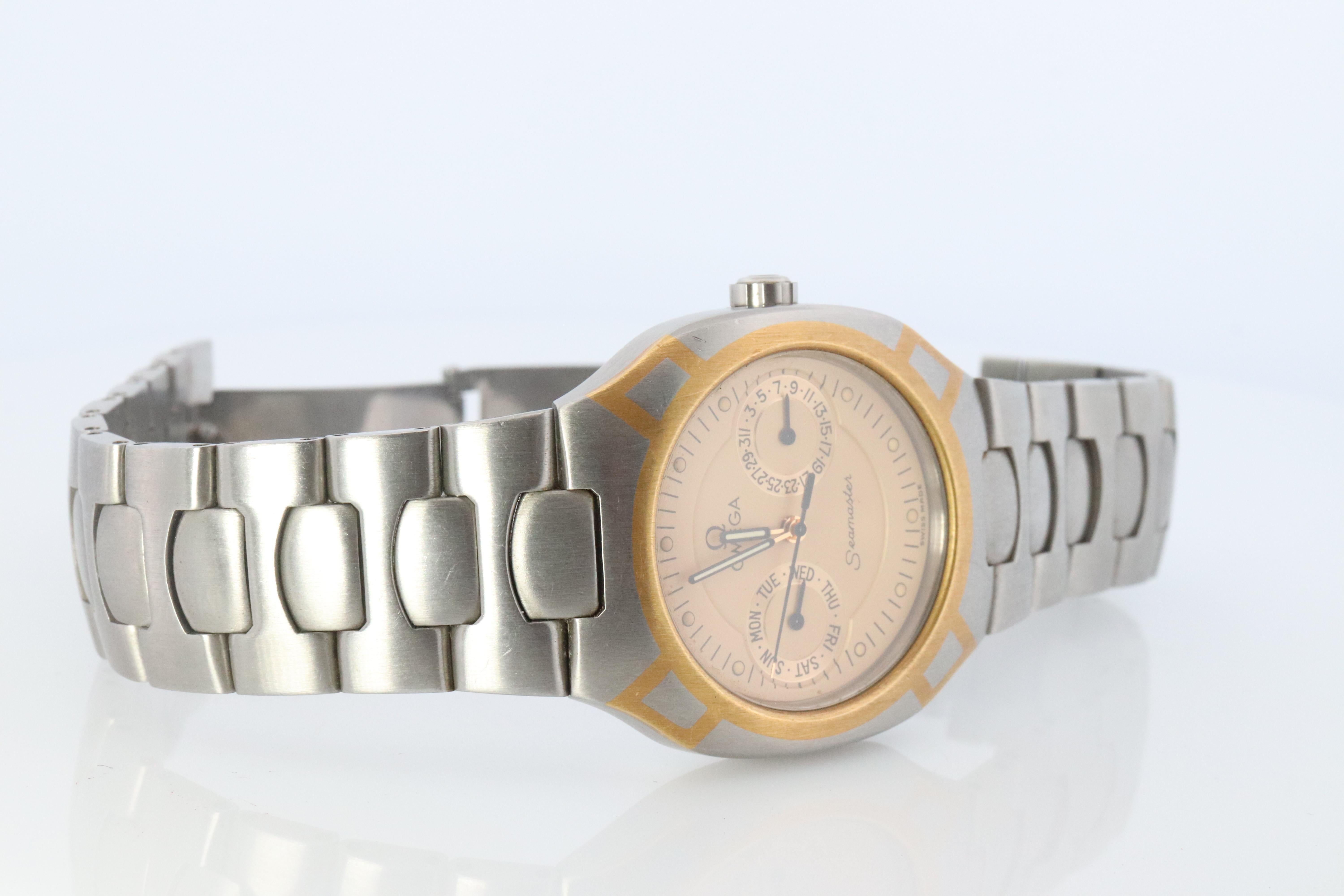 Omega Uhr.  Omega Seamaster Polaris Quarz- Datums-Armbanduhr. Herren Omega (Moderne) im Angebot