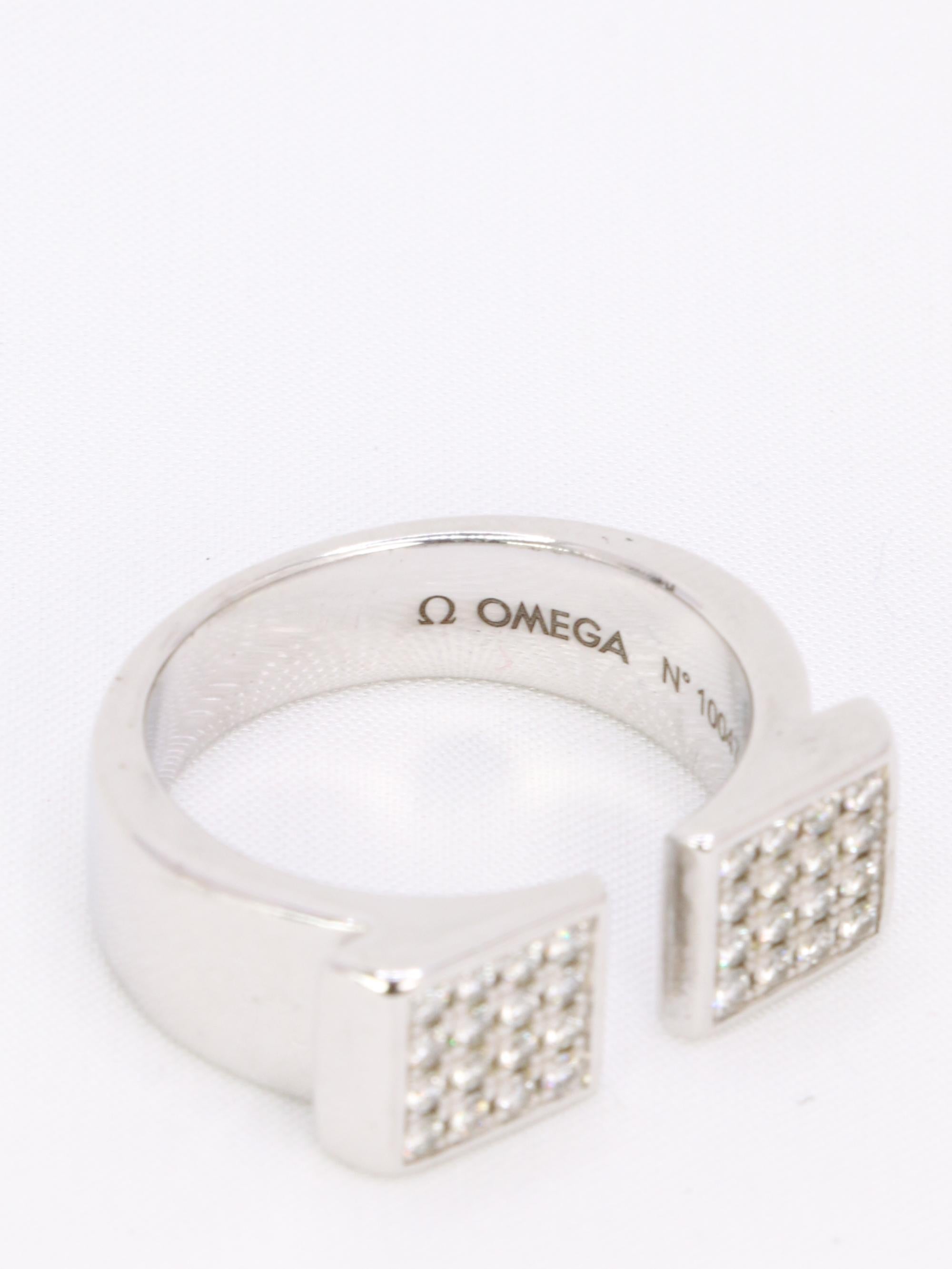 Anillo OMEGA de oro blanco y diamantes en venta 3