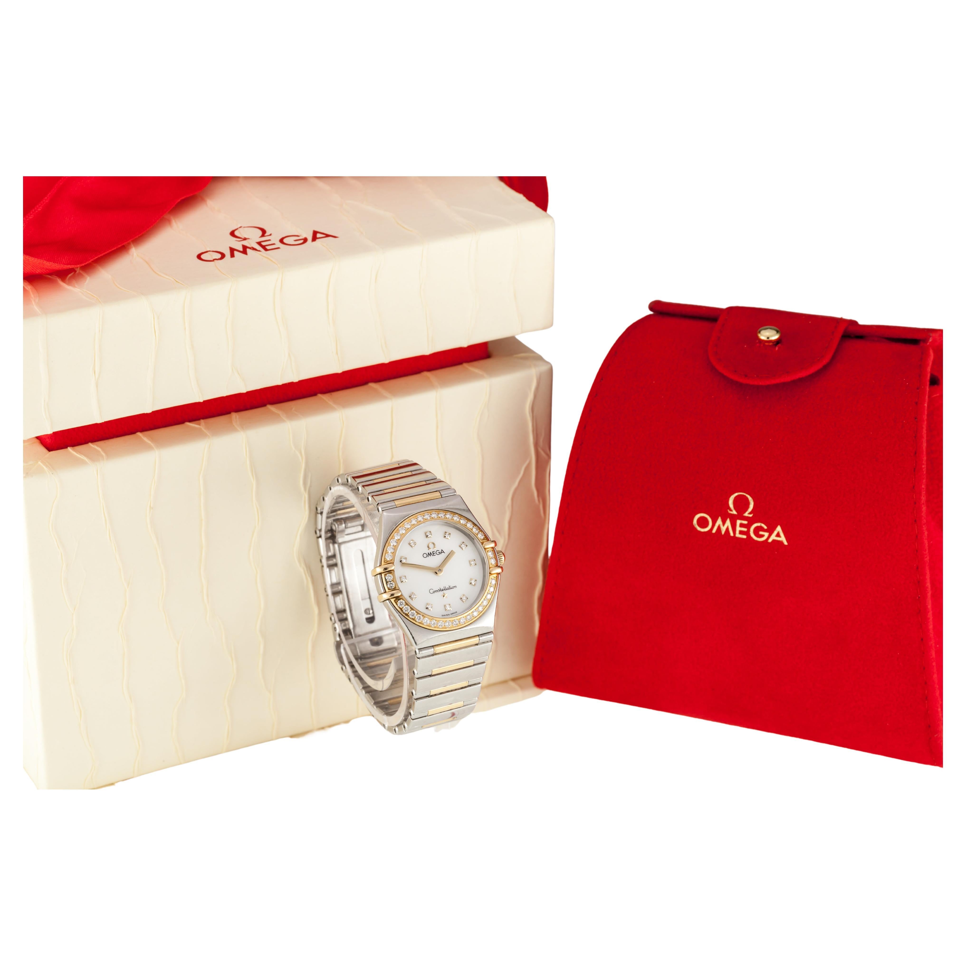 Omega Women's Constellation Quartz Two-Tone Watch MoP Diamond 1376.75 Box/Papers im Angebot