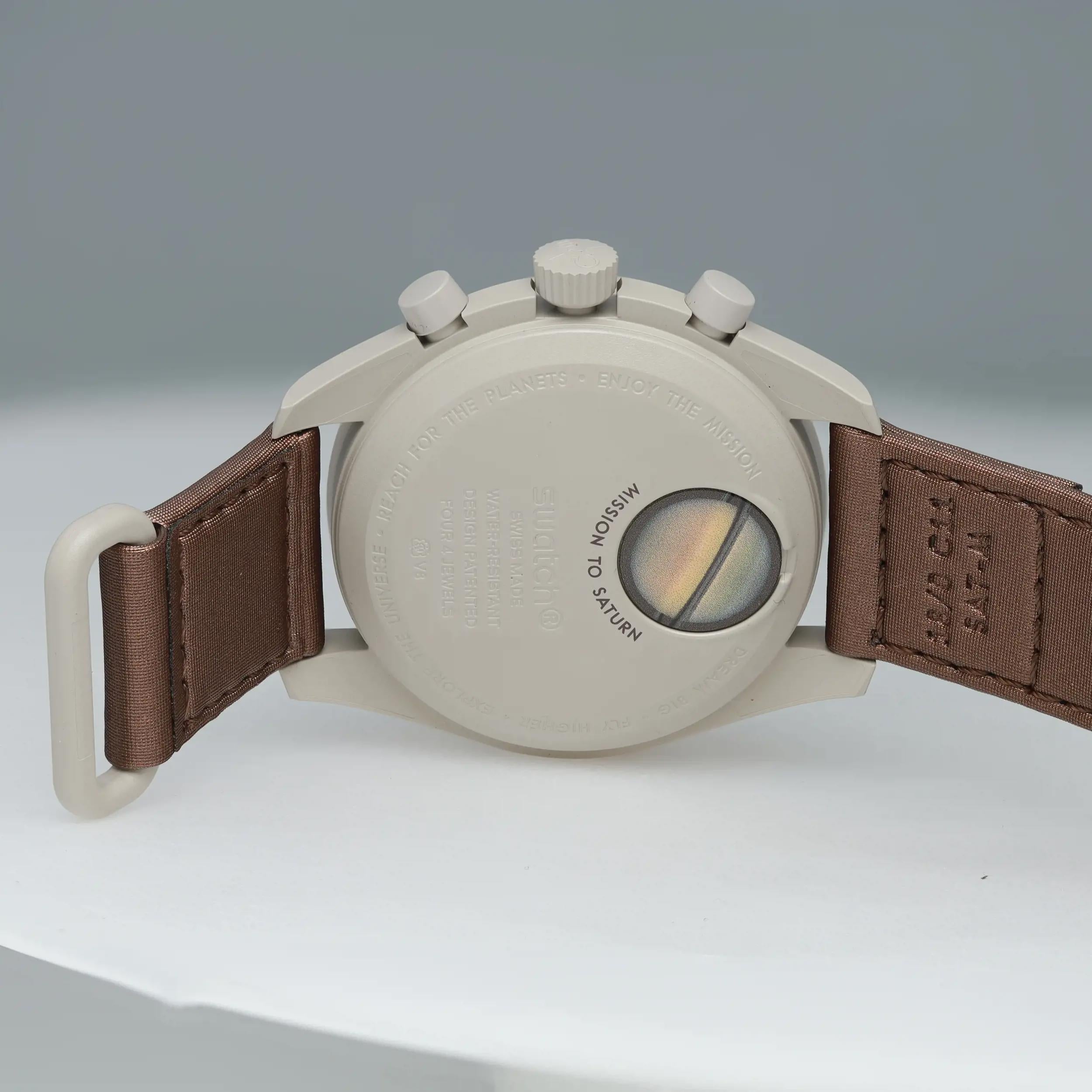 omega x swatch moonswatch mission to saturn brown beige- so33t100 - swatch wristwatch