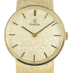 Omega Yellow 14k Gold Unisex Mid-Century Mesh Dress Wristwatch