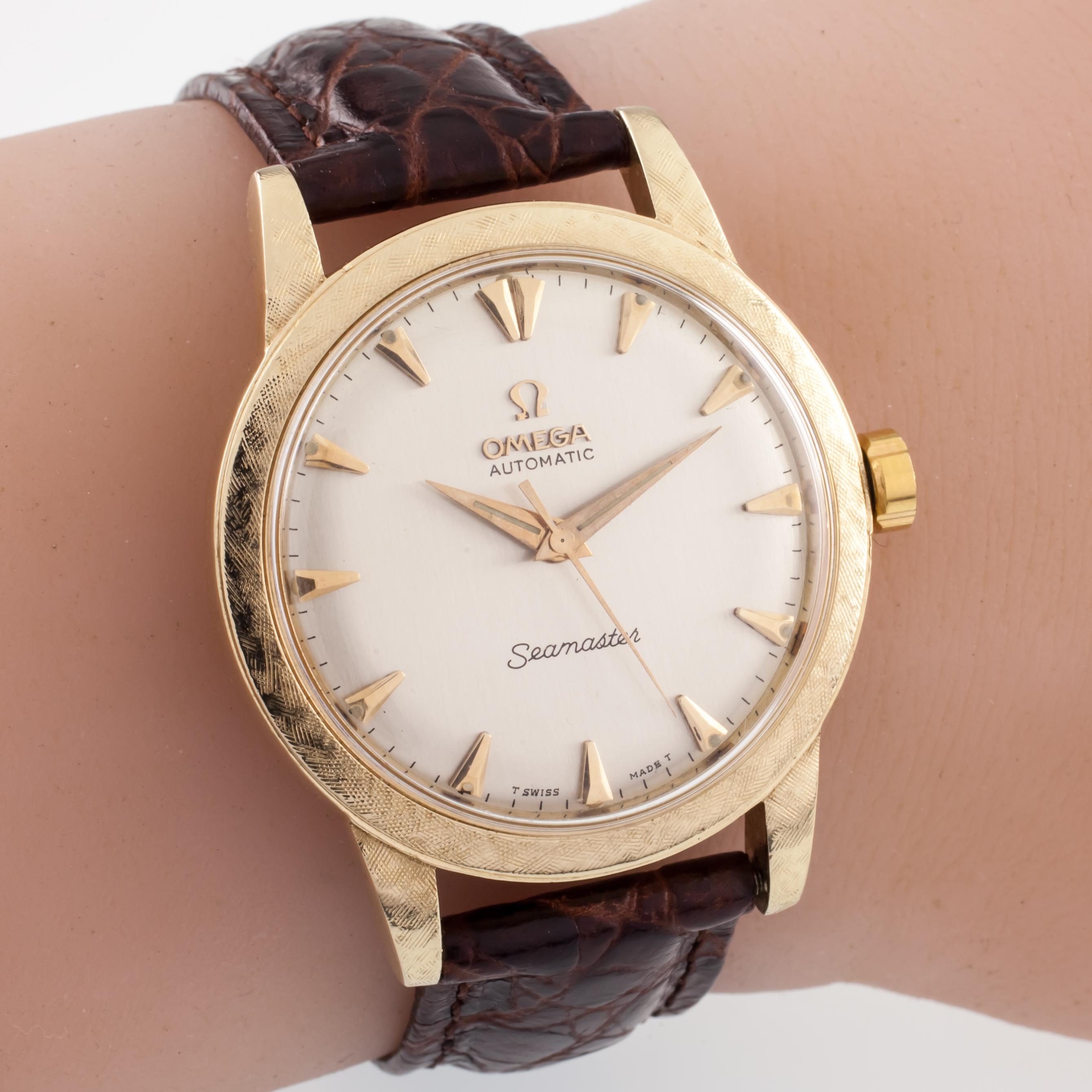 omega seamaster gold leather strap