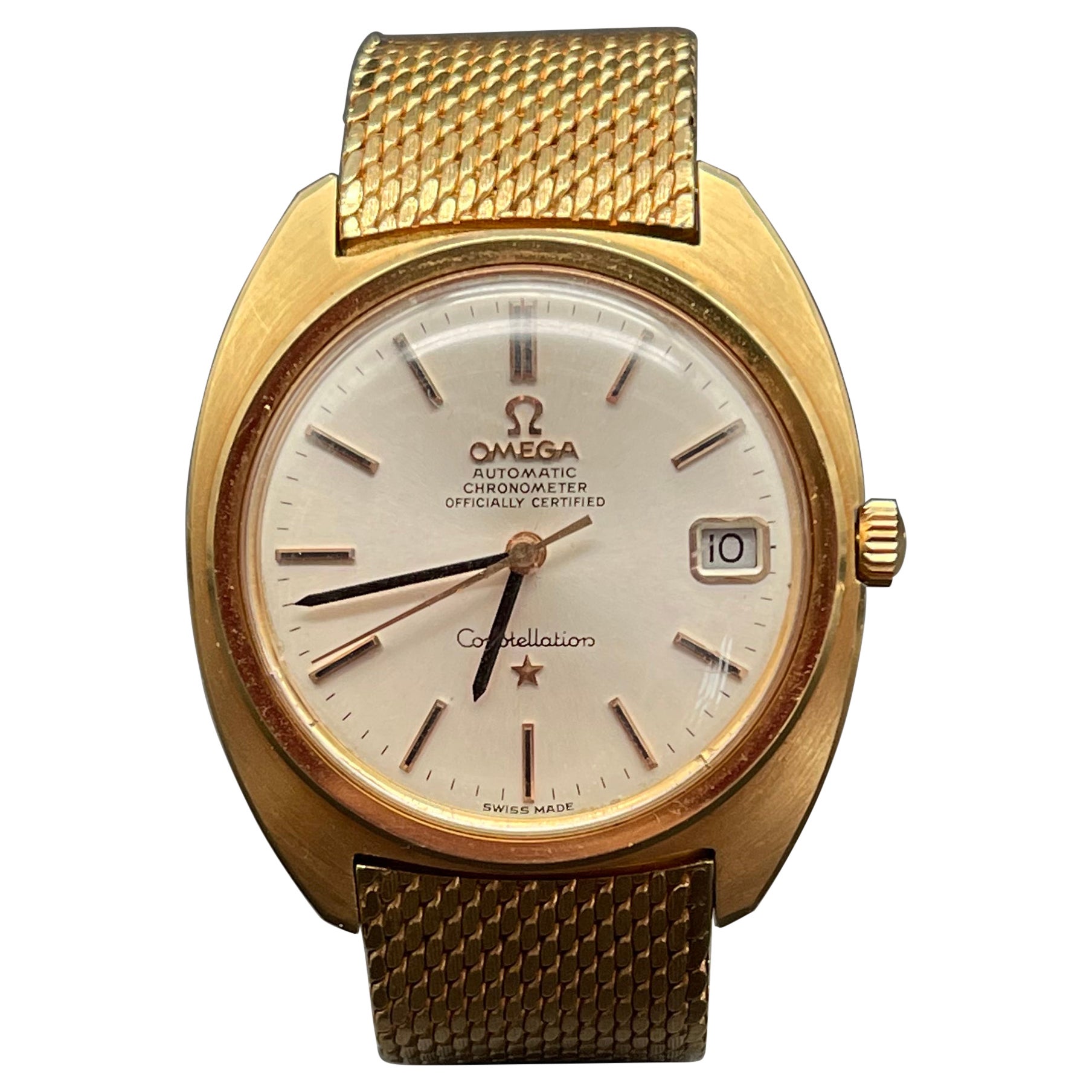 Omega Yellow Gold Constellation Date 168009/168017 Self Winding Wristwatch For Sale