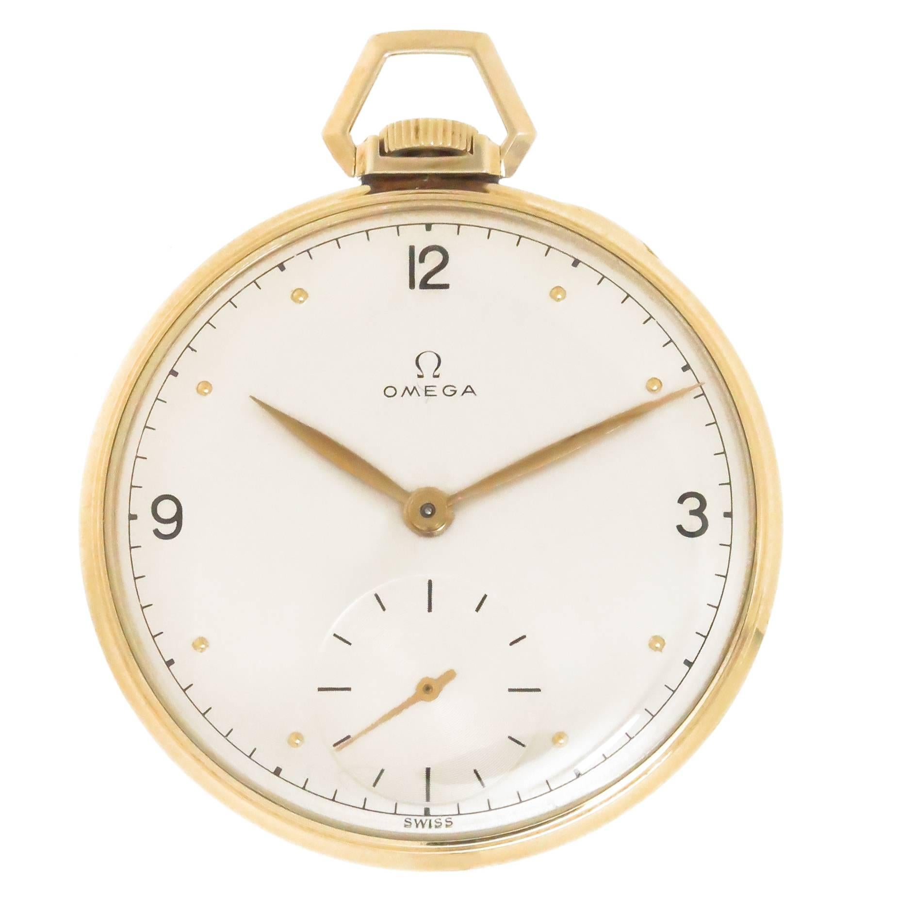 Omega Yellow Gold Filled manual wind Pocket Watch, 1950s 