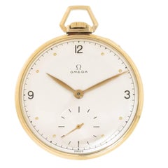 Retro Omega Yellow Gold Filled manual wind Pocket Watch, 1950s 