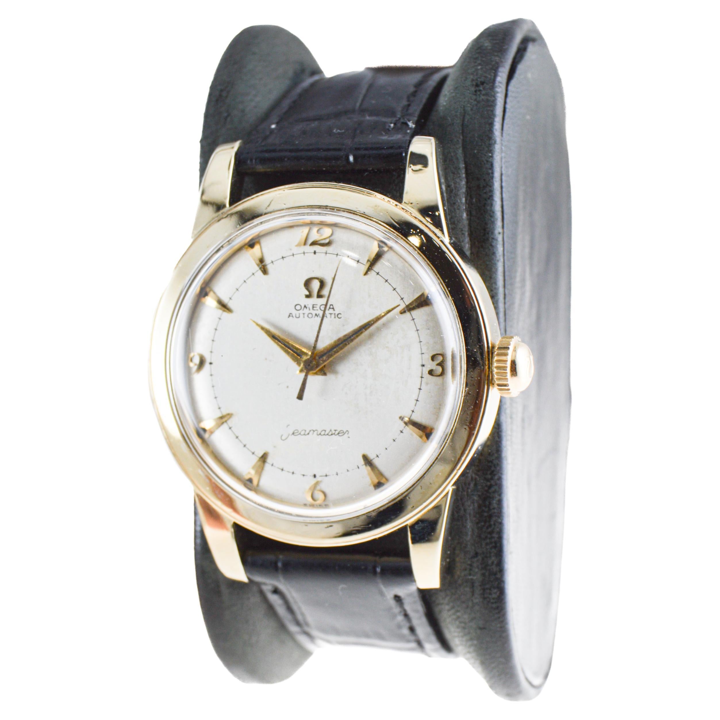 Art Deco Omega Yellow Gold Filled Mid Century Modenrist Design with Original Factory Dial