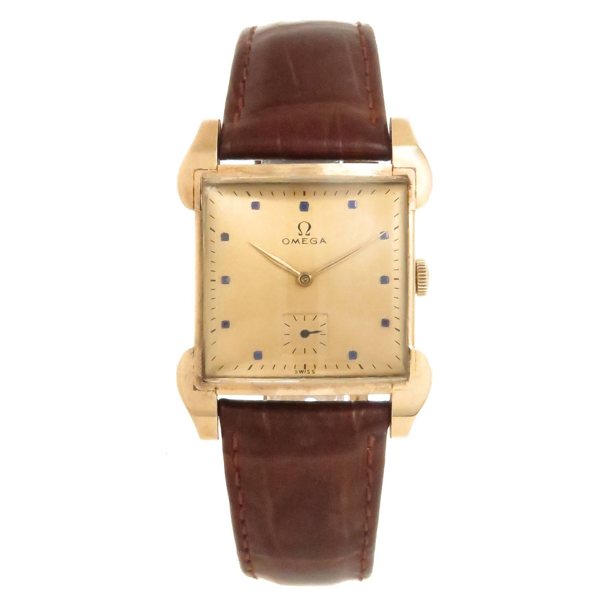 Omega Yellow Gold Large Manual Wind Wristwatch, Circa 1940s 