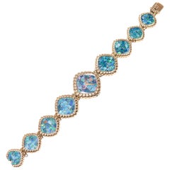 Omega Yellow Gold Opal Bracelet Manual Wind Wristwatch, 1980