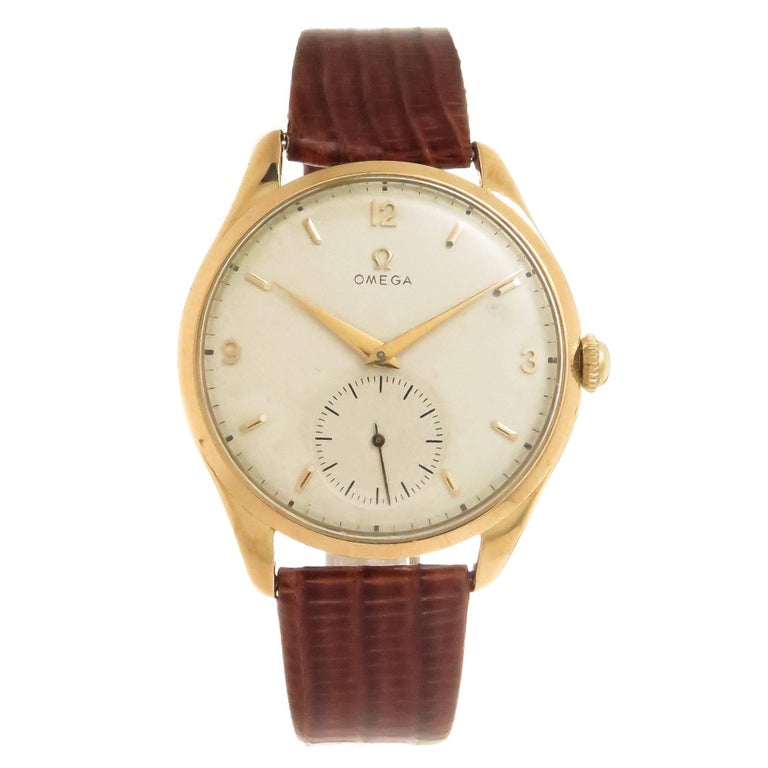 Omega Yellow Gold Oversized Manual Wind Wristwatch, 1940s at 1stDibs