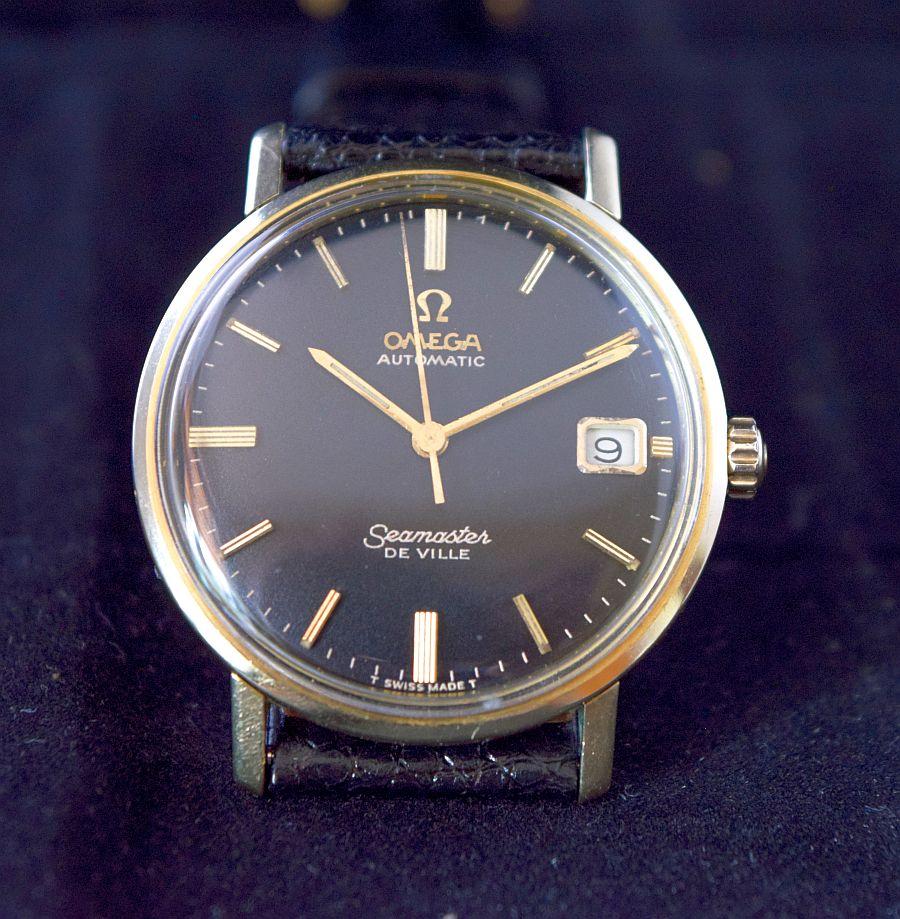 OmegaSea Master De Ville calendar automatic gold capped black dial In Good Condition For Sale In London, GB