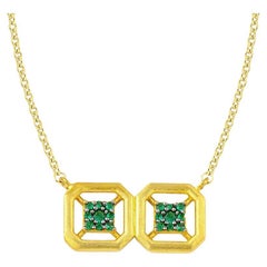 Omen Antike Doppelgold-Halskette mit Smaragd