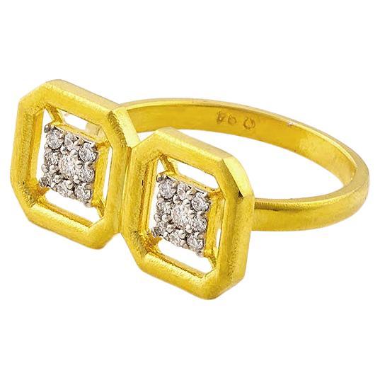Omen Ancient Double Gold Ring with Diamonds For Sale