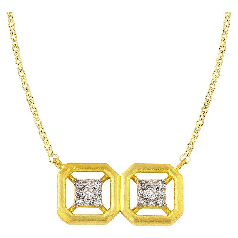 Omen Double Gold Necklace with Diamonds