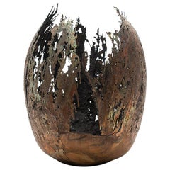 Omer Arbel 113 Series, Unique Vessel n47 in Copper Alloy Casted in Glass