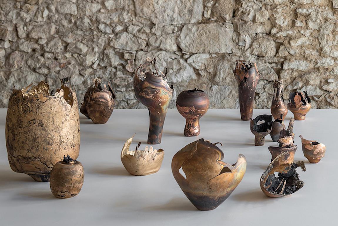 Calco Serie 113 di Omer Arbel, Vaso unico N66 in lega di rame fuso in vetro in vendita
