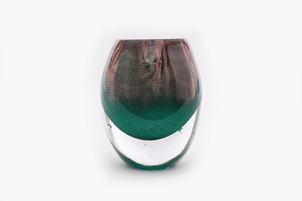 Omer Arbel Unique Copper Mesh Glass Vases OA84 For Sale 2