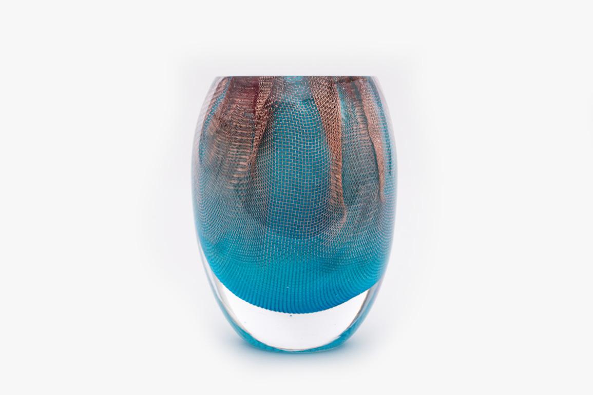 Omer Arbel Unique Copper Mesh Glass Vases OA84 For Sale 3