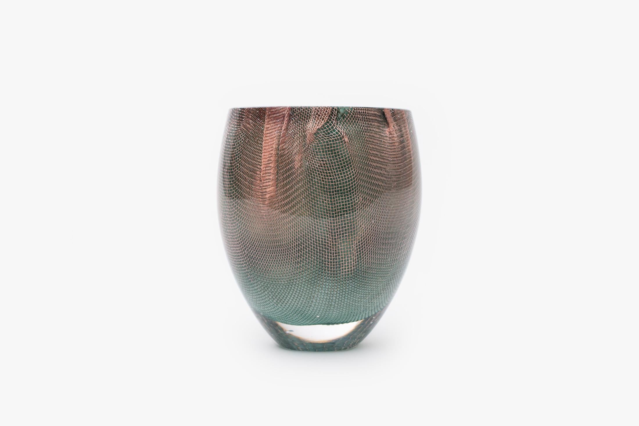 Contemporary Omer Arbel Unique Copper Mesh Glass Vases OA84  For Sale