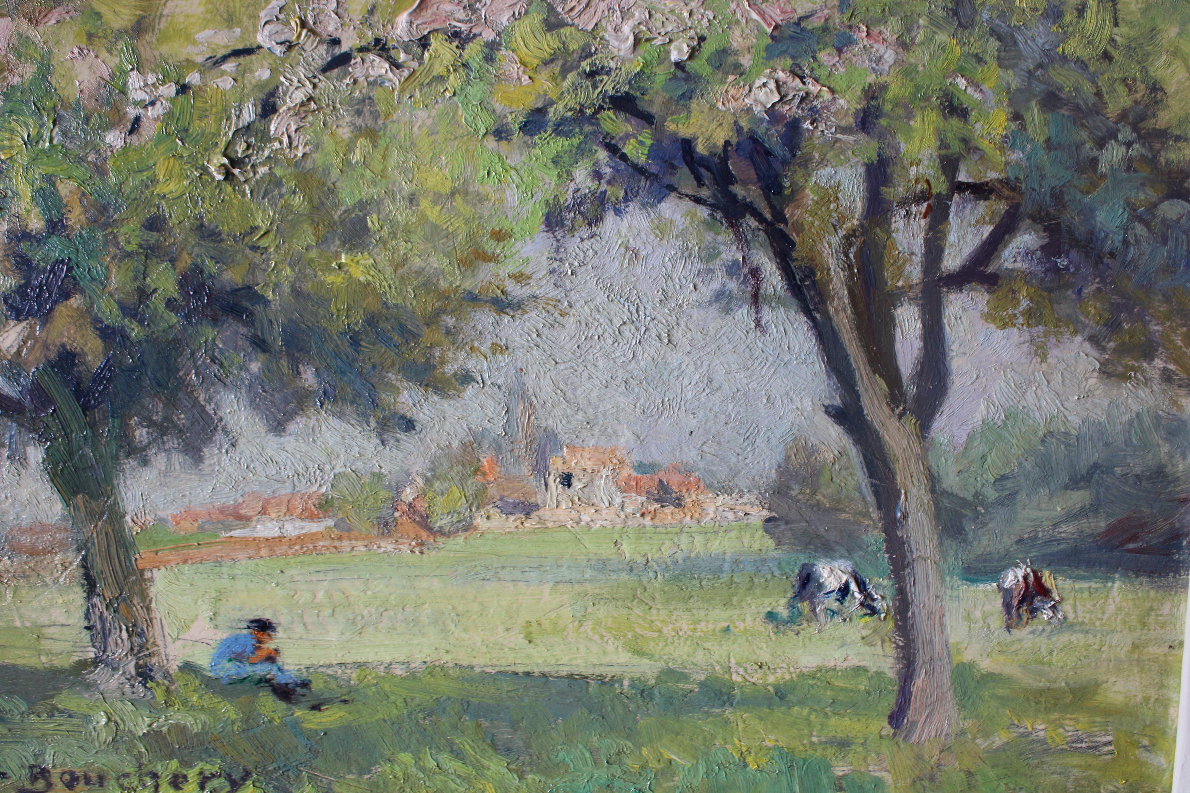 Vintage Post-Impressionist Landschaft Ölgemälde von Französisch Künstler Omer Bouchery im Angebot 2