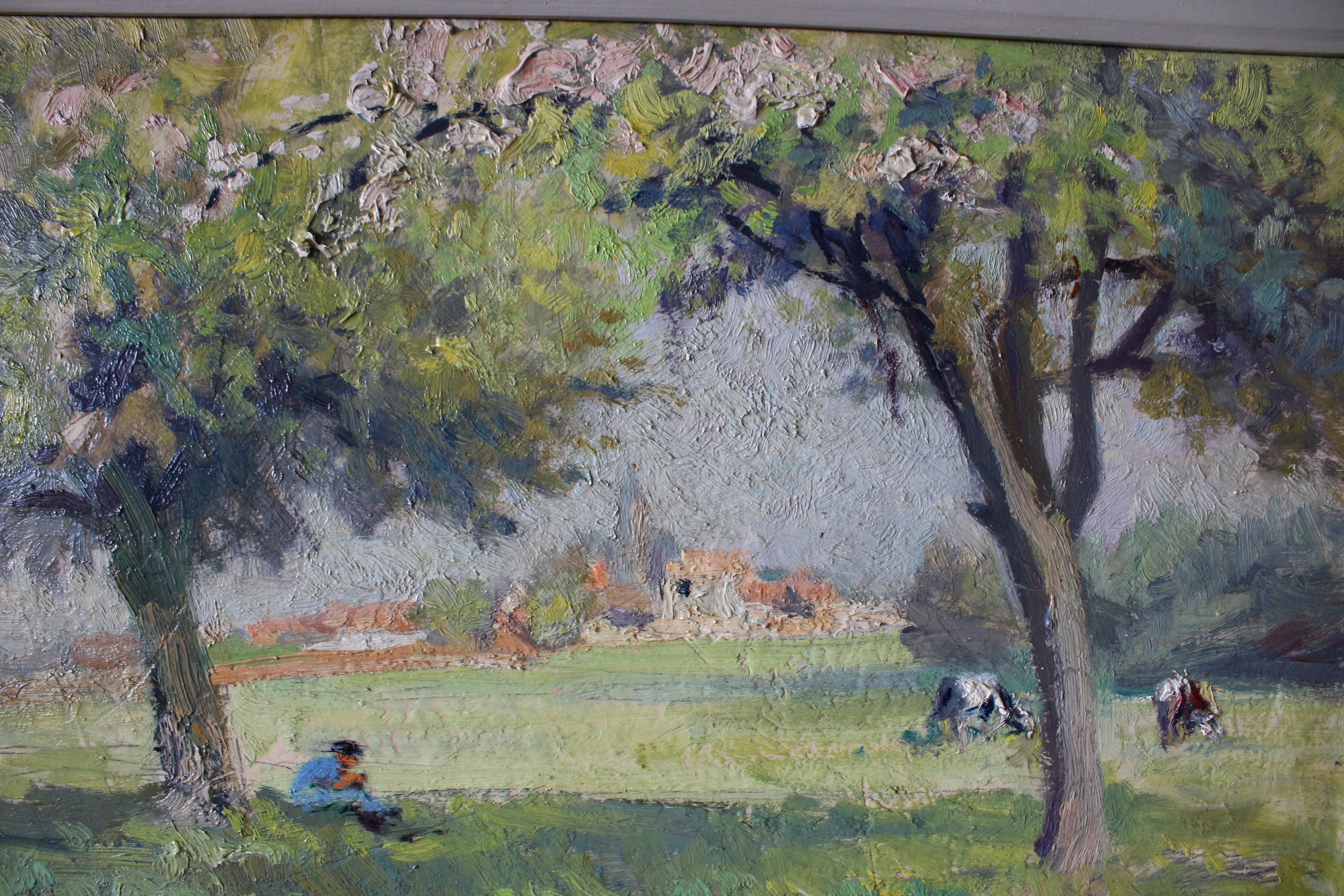 Vintage Post-Impressionist Landschaft Ölgemälde von Französisch Künstler Omer Bouchery im Angebot 3
