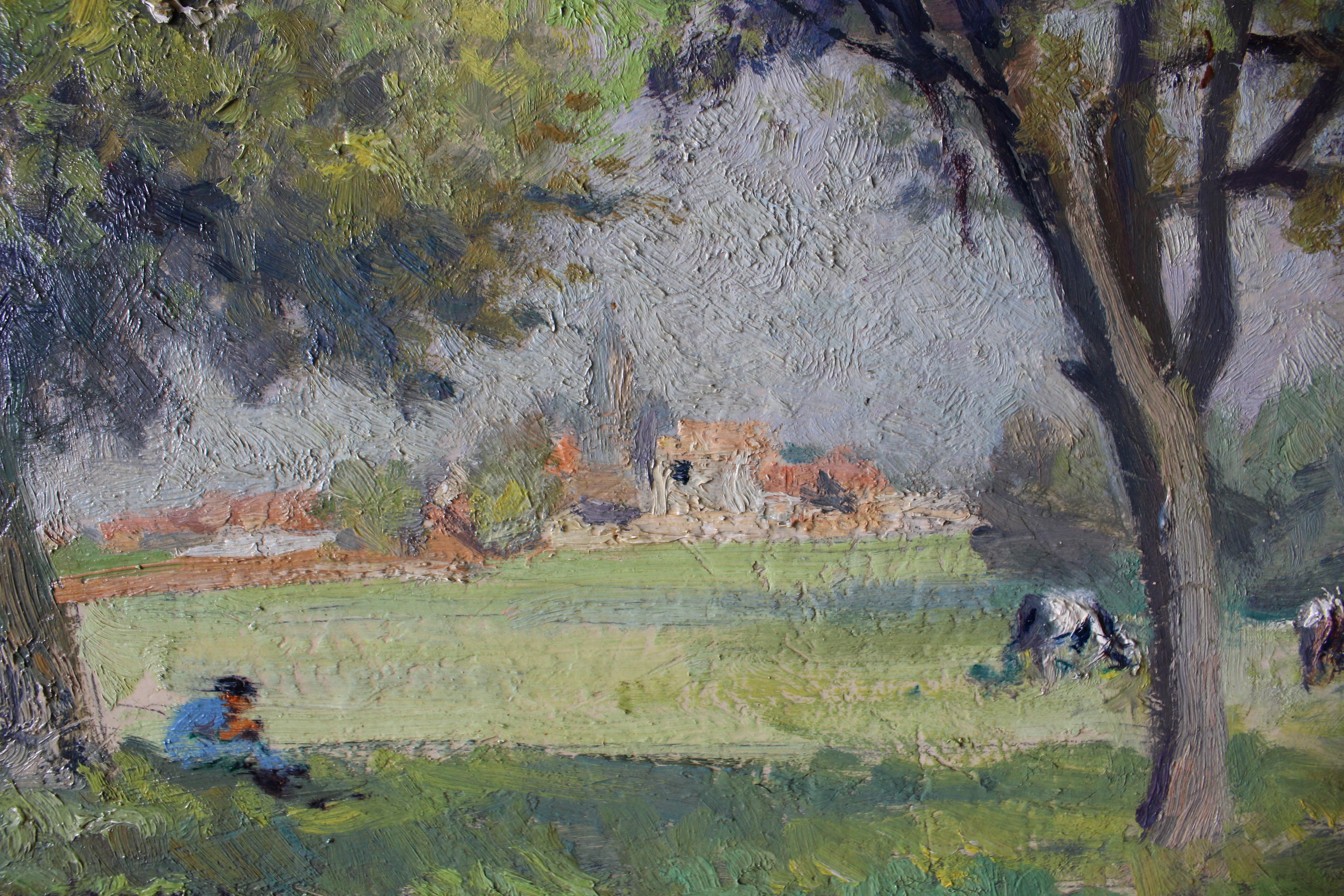 Vintage Post-Impressionist Landschaft Ölgemälde von Französisch Künstler Omer Bouchery im Angebot 4