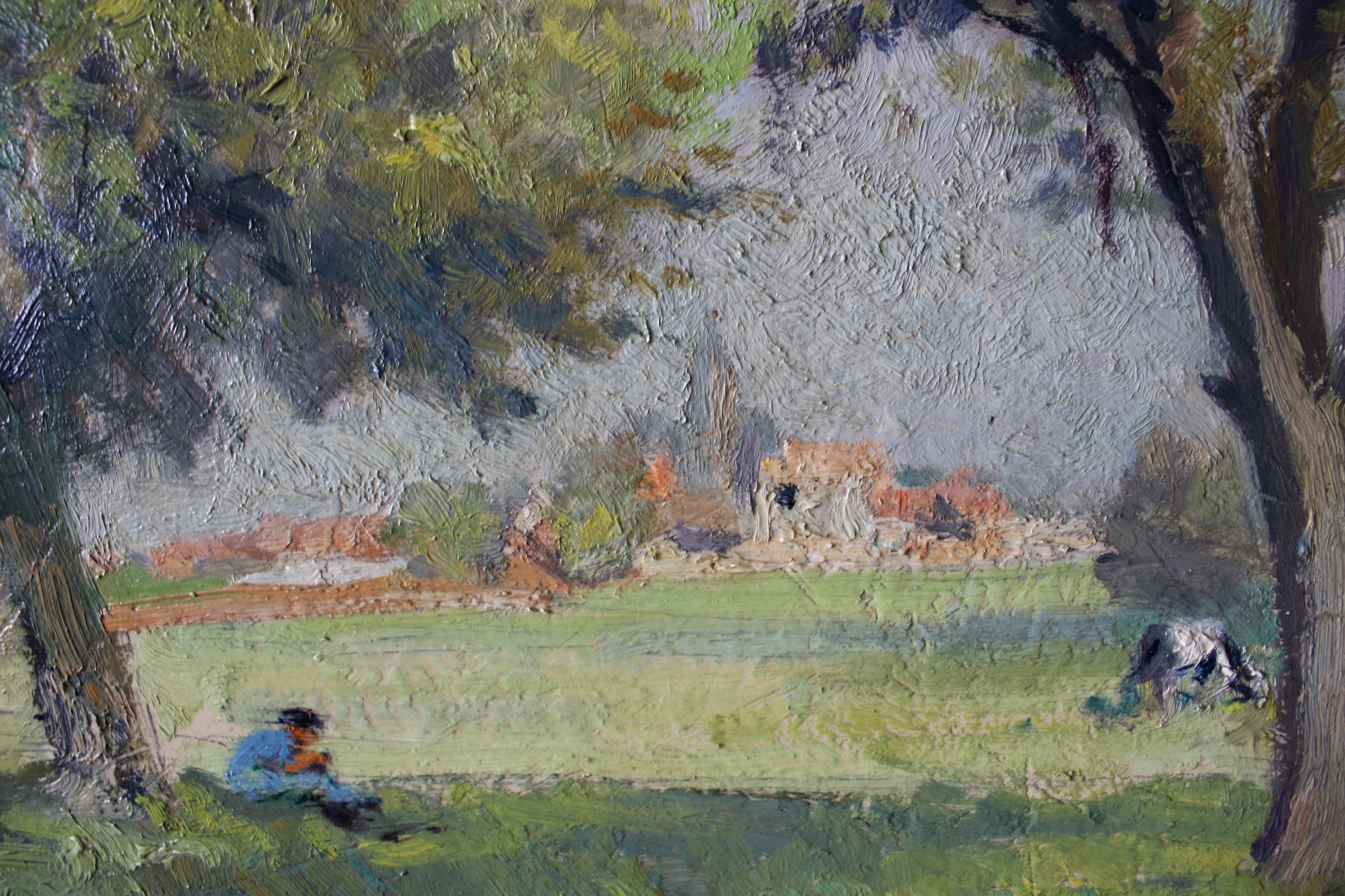 Vintage Post-Impressionist Landschaft Ölgemälde von Französisch Künstler Omer Bouchery im Angebot 5