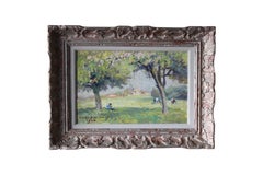 Vintage Post-Impressionist landscape oil painting by French artist Omer Bouchery