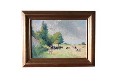 Vintage Post-Impressionist landscape oil painting by French artist Omer Bouchery