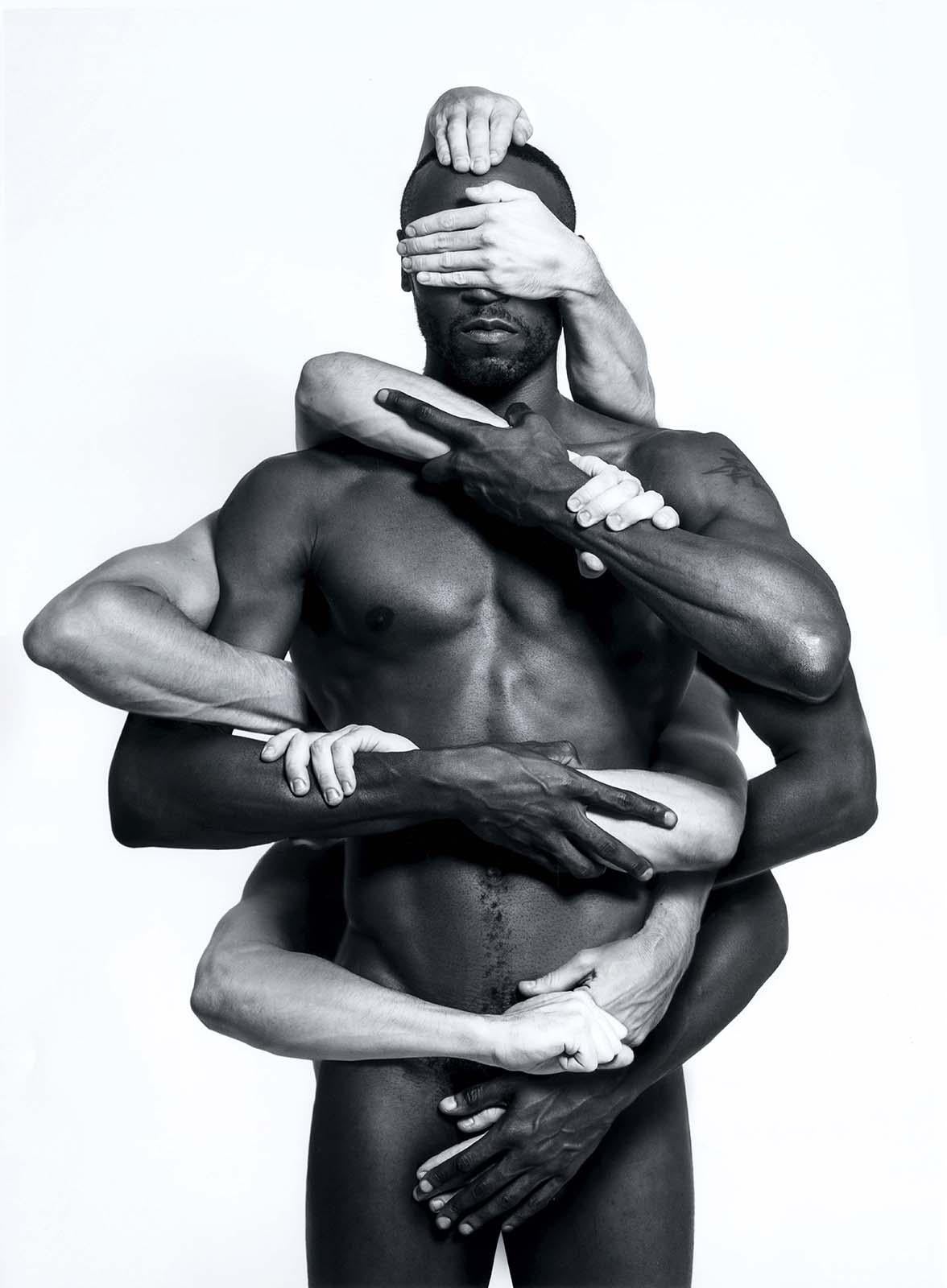 Omer Ga'ash Figurative Photograph - Forced Unbound (Black and white bodies intertwined in Body to Body Series)