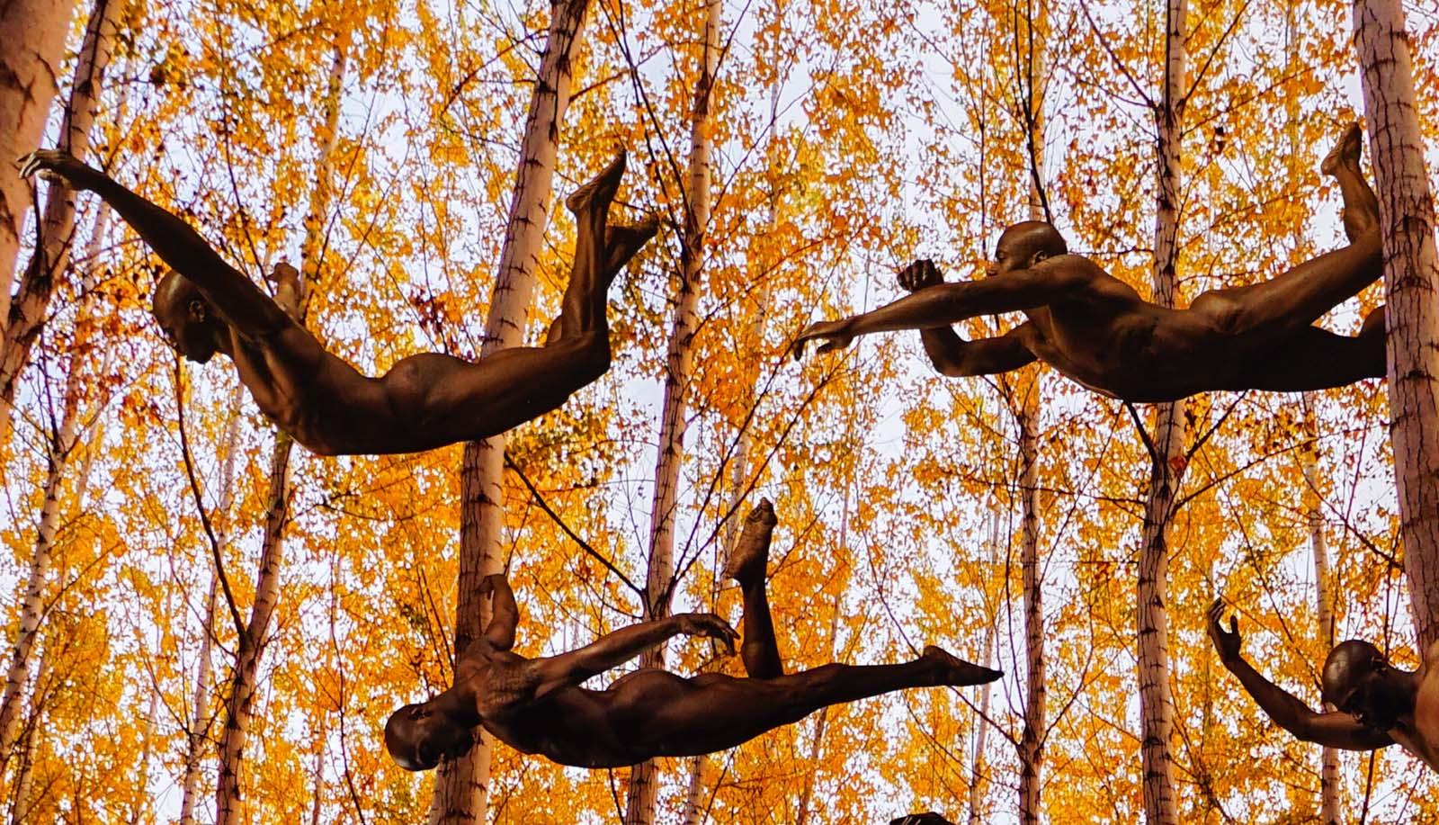 Formation (Male nude bodies are integral to Autumn foliage)) - Photograph by Omer Ga'ash