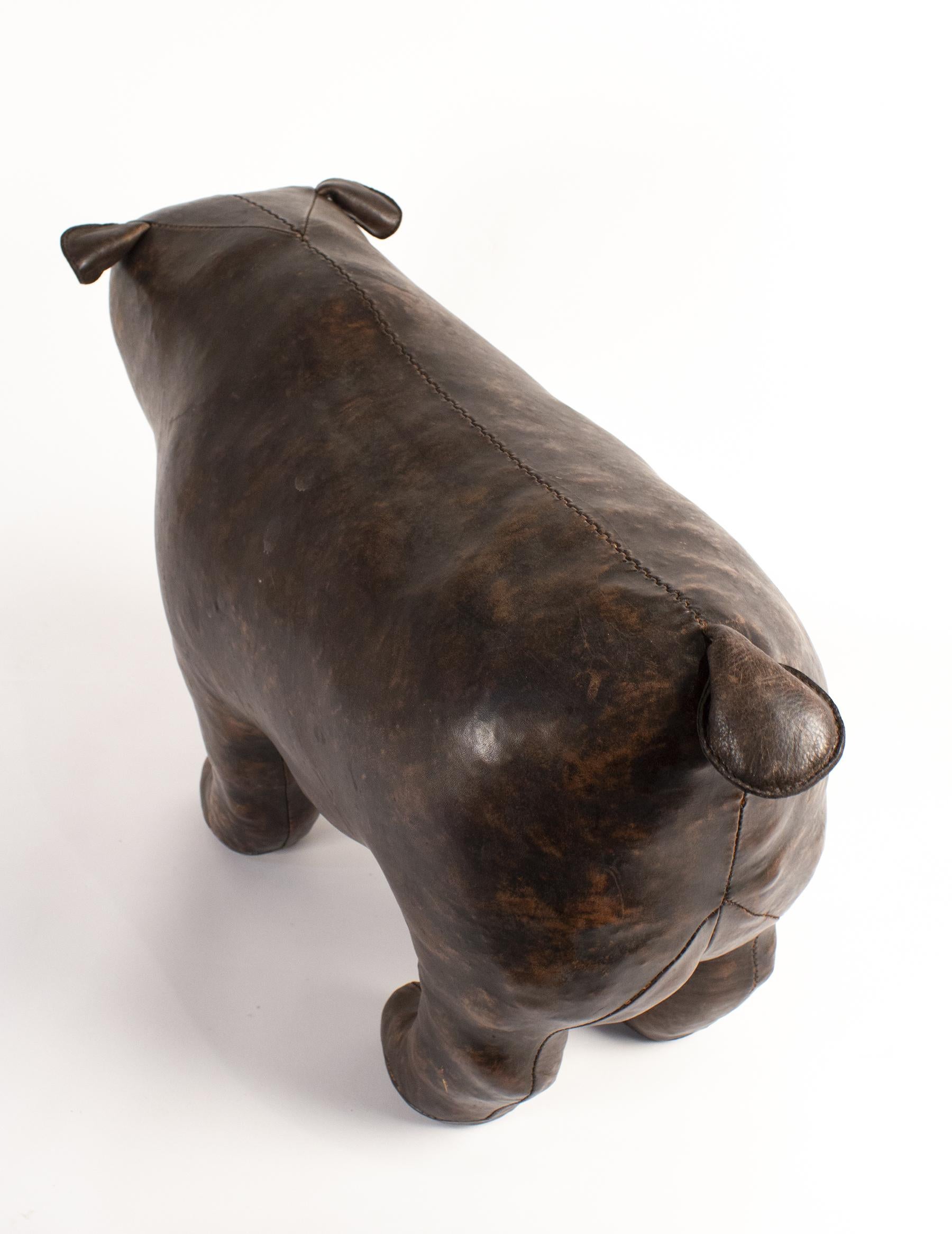 20th Century Omersa Bear Sculpture / Footstool in Leather By Dimitri Omersa