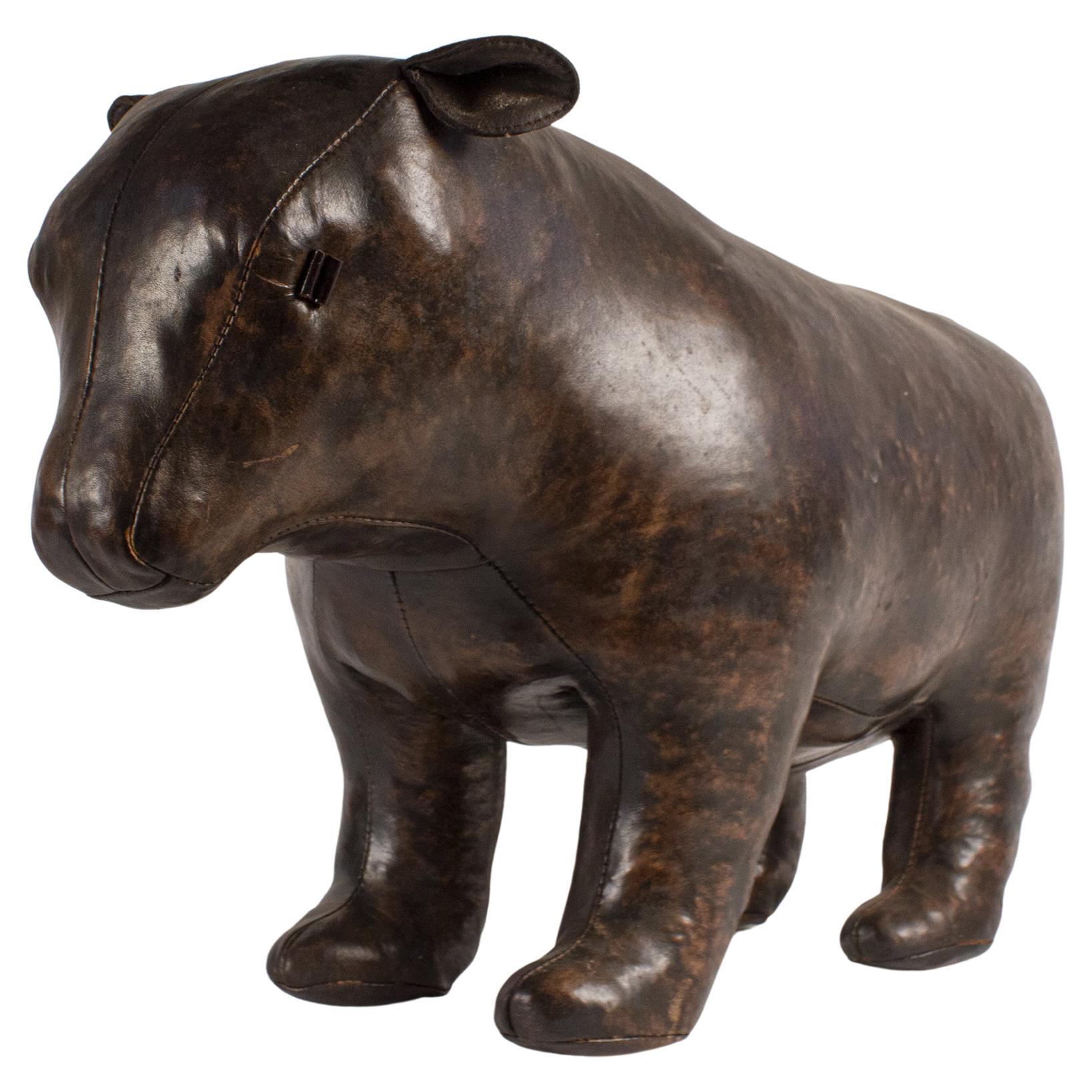 Omersa Bear Sculpture / Footstool in Leather By Dimitri Omersa